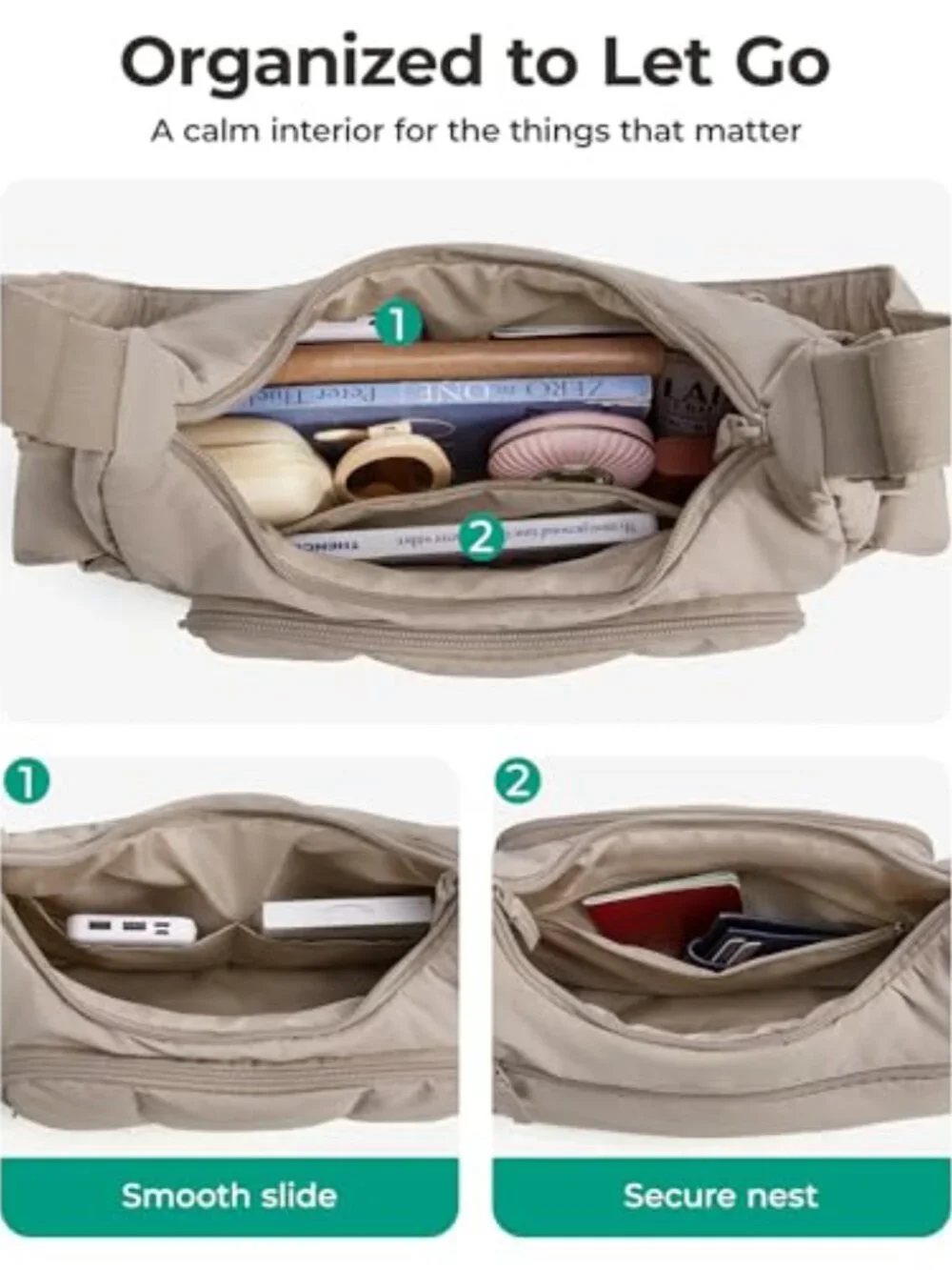 6L Lightweight Nylon Crossbody Bag Adjustable Strap Water-resistant Puffer Hobo